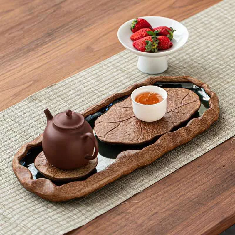 粗陶蓄水壶承茶承干泡小茶台家用茶盘小型储水日式复古养托盘