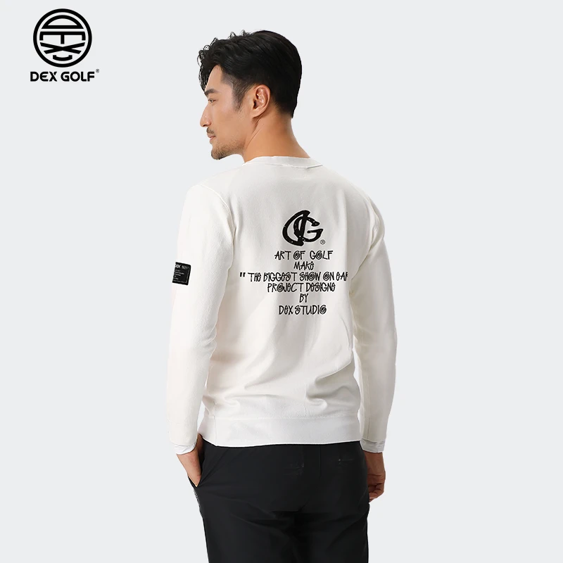 DEXGOLF高尔夫服装男针织衫秋季9054字母logo圆领长袖毛衣情侣款
