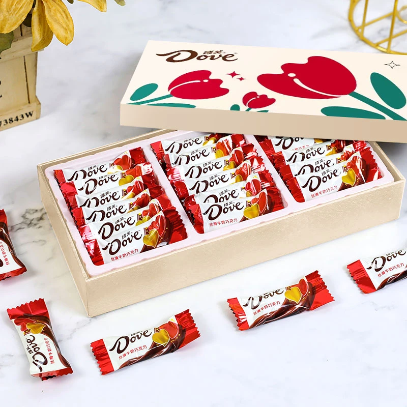 【德芙小红花礼盒】巧克力浪漫心语18粒送女友孩子儿童零食糖果