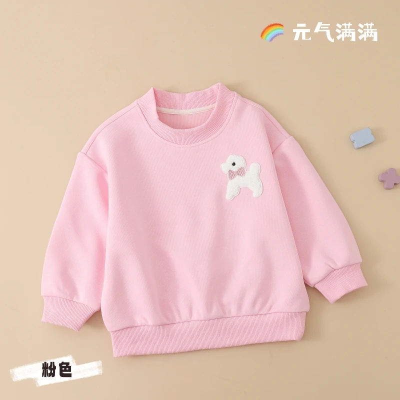 琦多星【清仓福利】19044女童绣花标可爱小狗时尚外穿卫衣