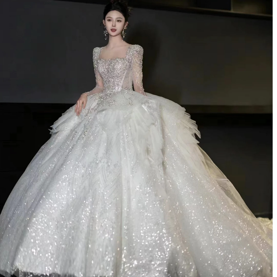 （婚纱专拍）无法拒绝的百元高定轻奢重工气质拖尾婚纱