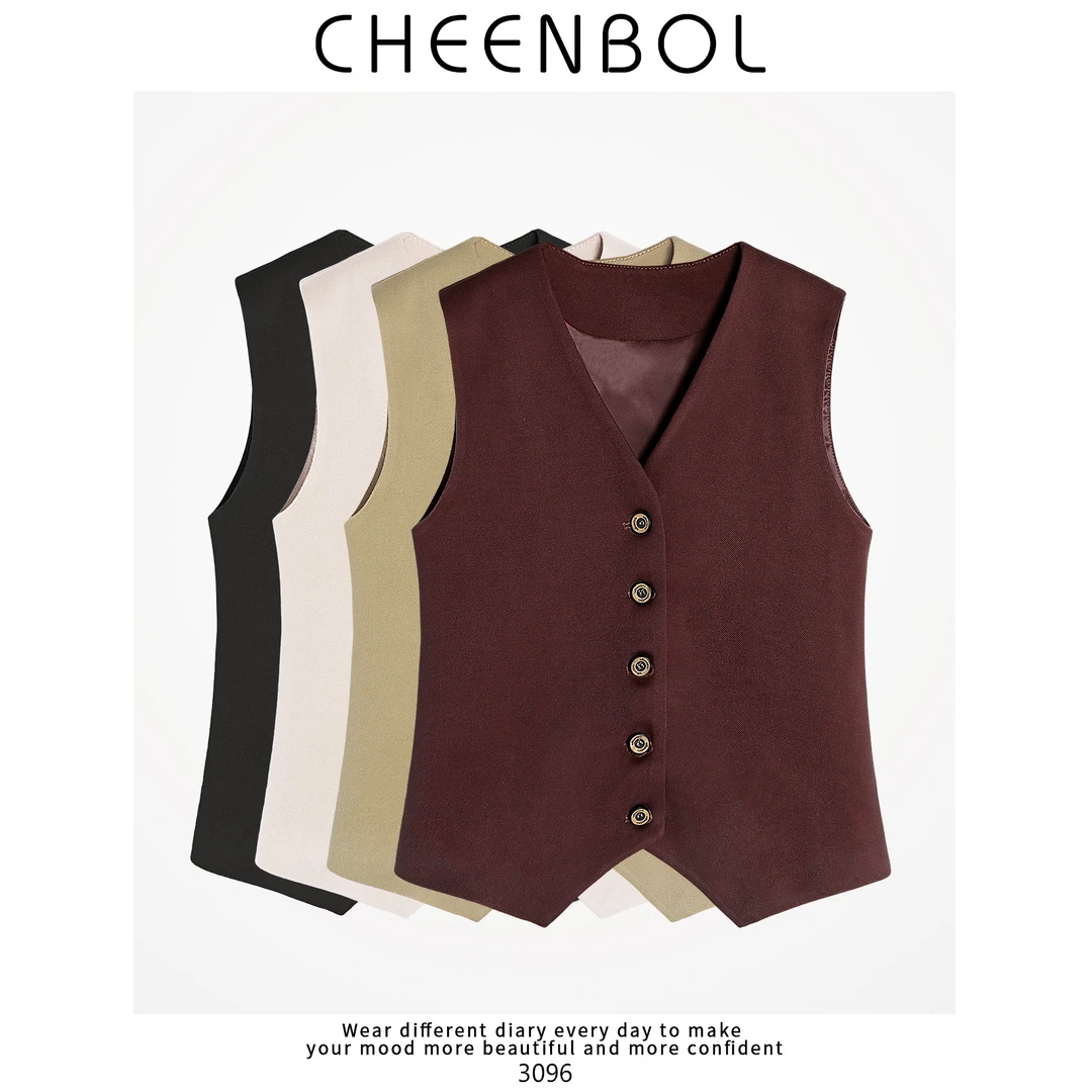 3096-2毛呢马甲背心女秋冬2025新款显瘦气质休闲时尚坎肩上衣修身