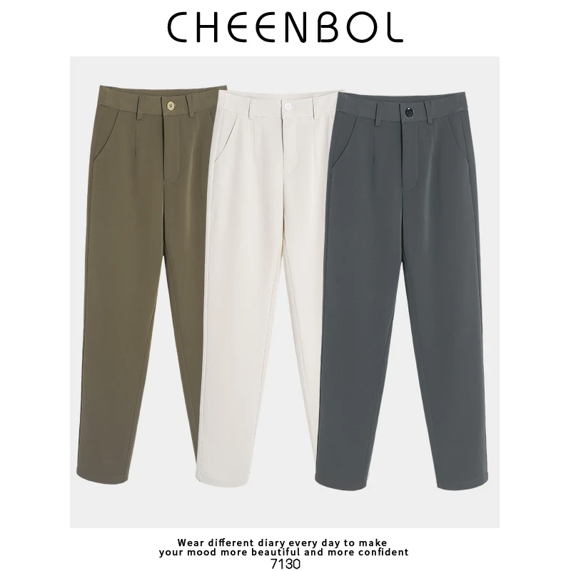 7130春夏新款休闲法棍裤宽松时尚通勤百搭直筒裤高腰气质显瘦裤子