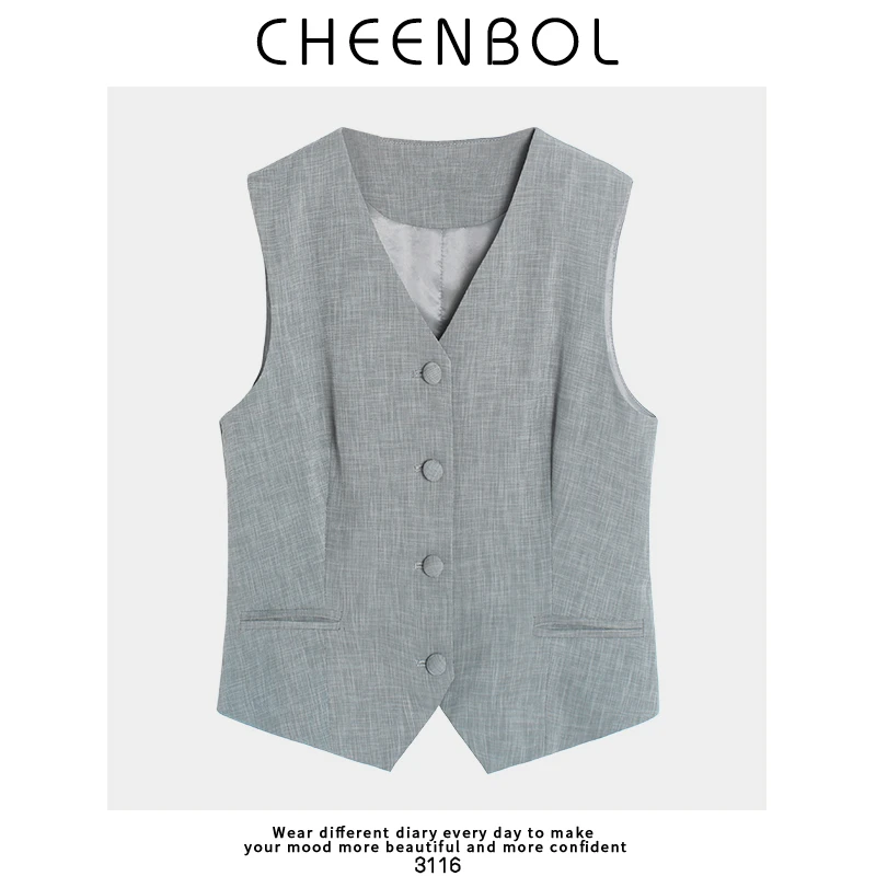 3116马甲背心女春秋新款时尚百搭高级感休闲无袖外塔西装坎肩上衣