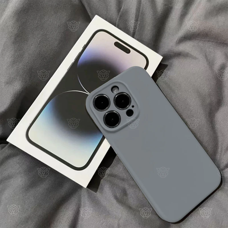 炭灰色苹果iPhone15防摔手机壳液态硅胶14Promax精孔13女款12简约