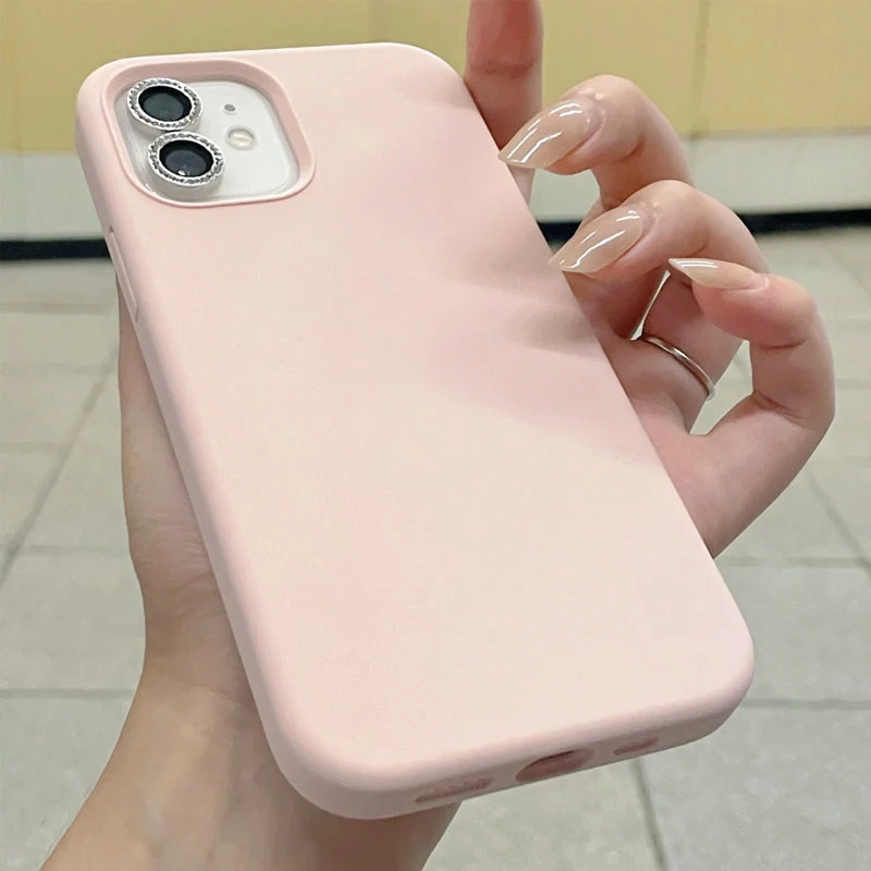 少女粉苹果15pro防摔手机壳女款13简约xs液态硅胶iPhone14pro大孔