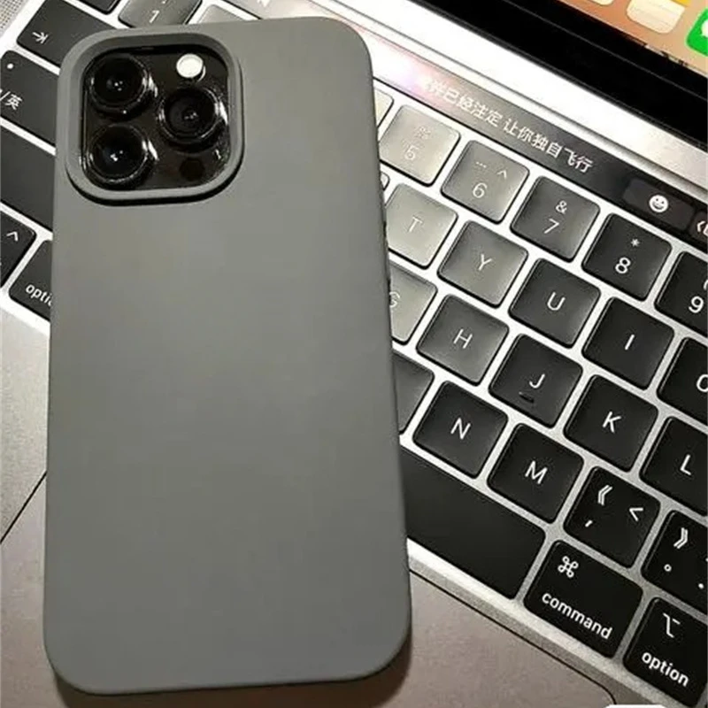 碳灰色苹果11promax高级感手机壳14plus液态硅胶iPhone12防摔xr软