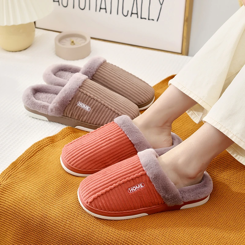 【断码捡漏】酷趣coqui秋冬款情侣家居男士女款灯芯绒棉拖鞋3626