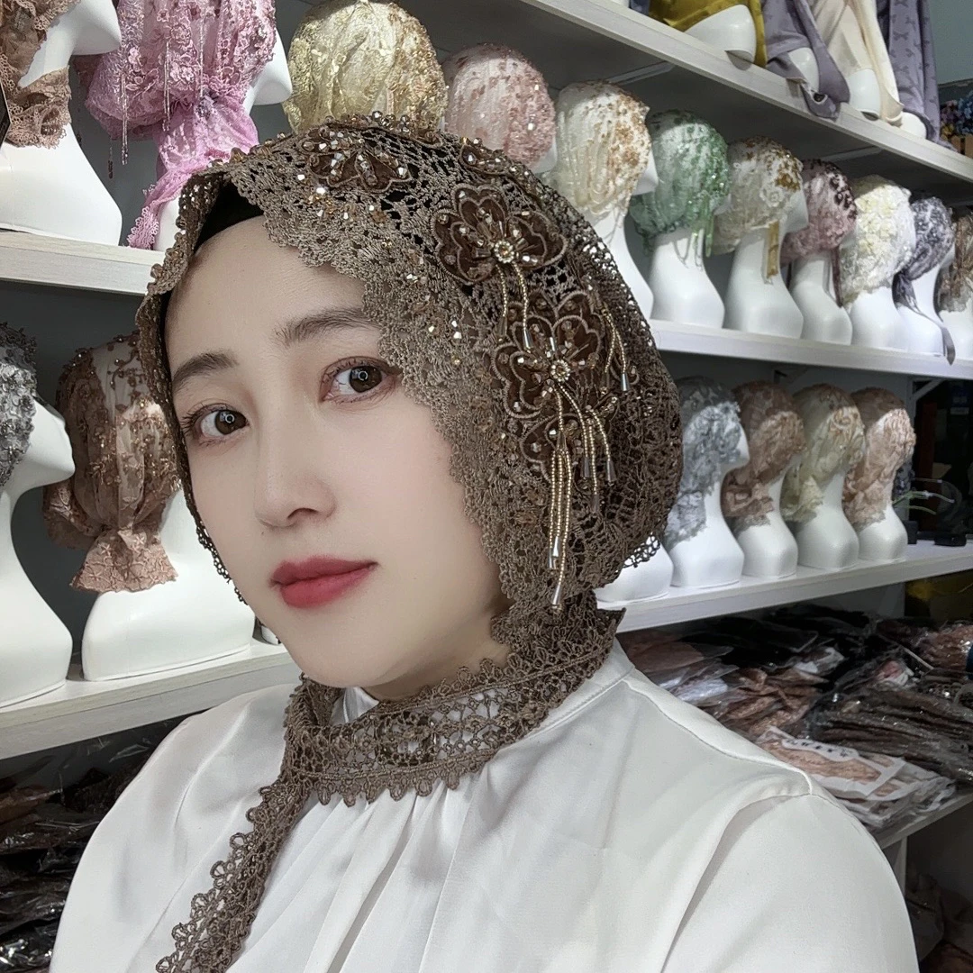 网红针织时尚百搭夏季流苏透气气质网格古风春夏绑带帽子送打底帽