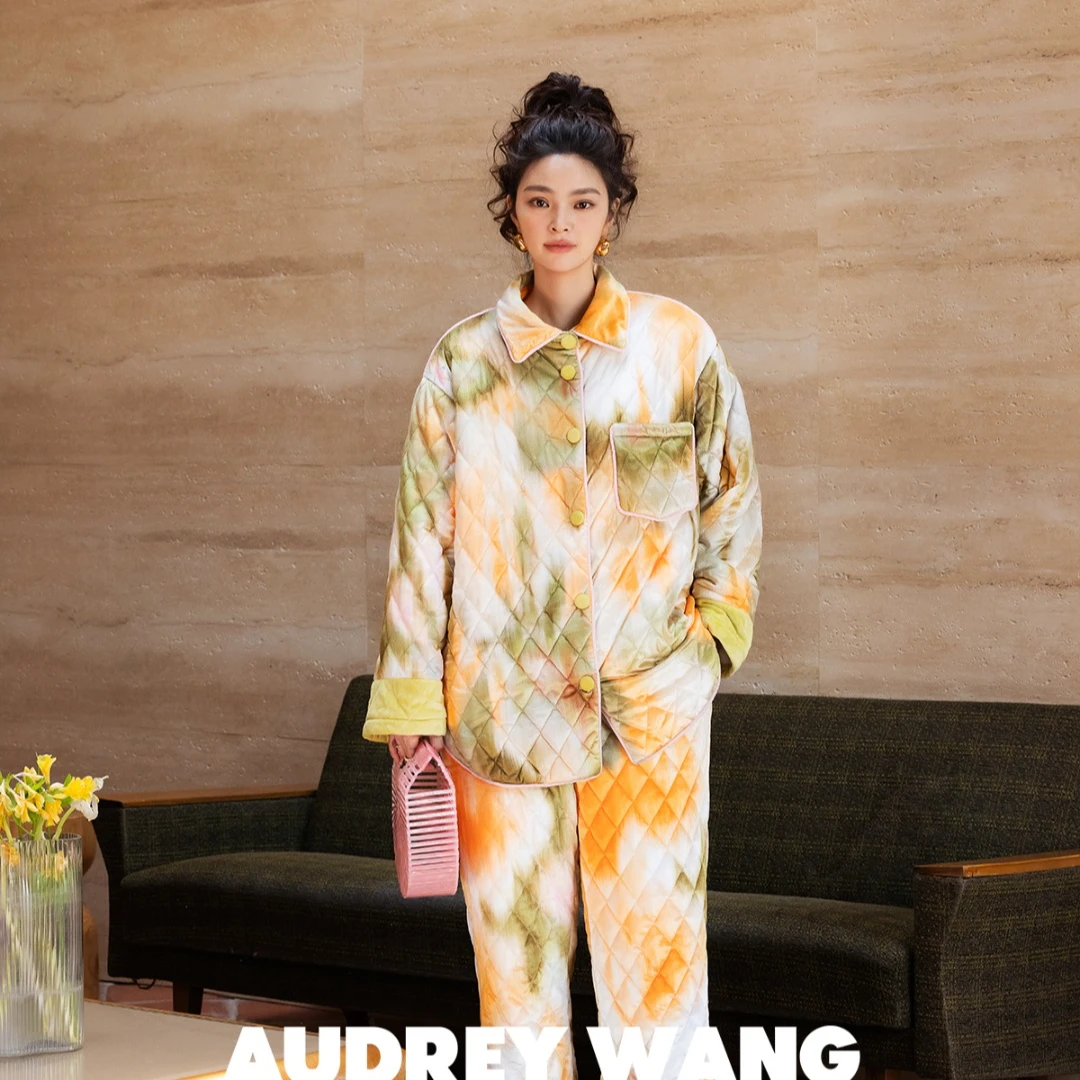 AW原创高端家居服微醺日落绗棉睡衣套装NO退NO换