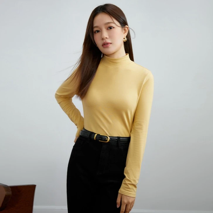 独束微胖MM大码女装修身高领针织打底衫百搭上衣23DS83168
