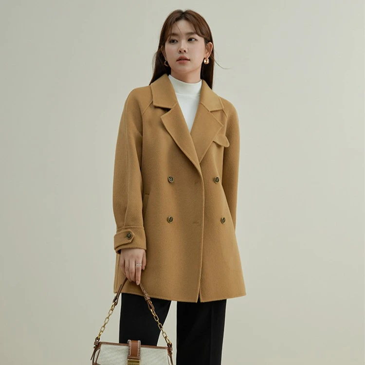 独束微胖M大码女装高级感西装领羊毛呢大衣显瘦毛呢外套23DS84057