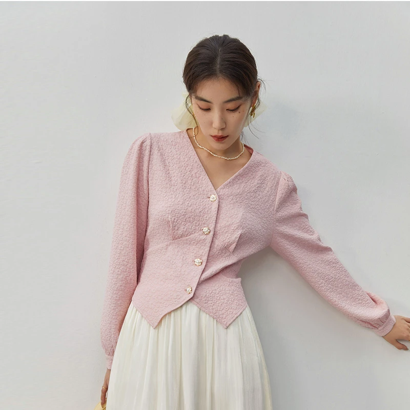 独束【小余专属】独束微胖大码女装高腰衬衫22DY3285