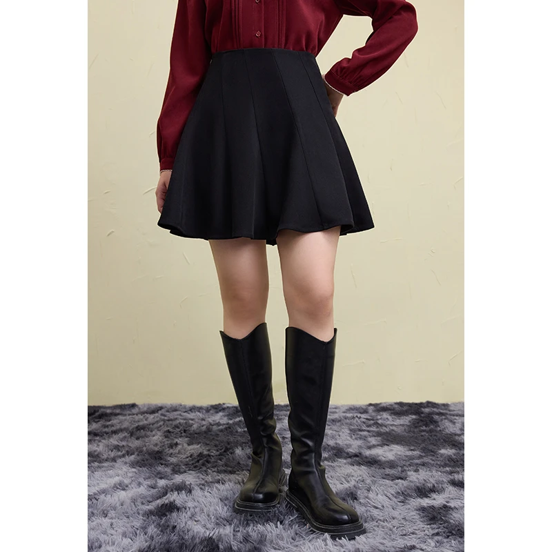 独束大码女装高腰显瘦简约百搭半身裙女胖mmA字裙24DS84556