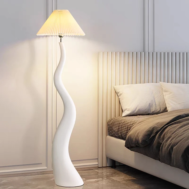 创意设计感百褶奶油风客厅落地灯轻法式网红卧室书房沙发旁立式灯
