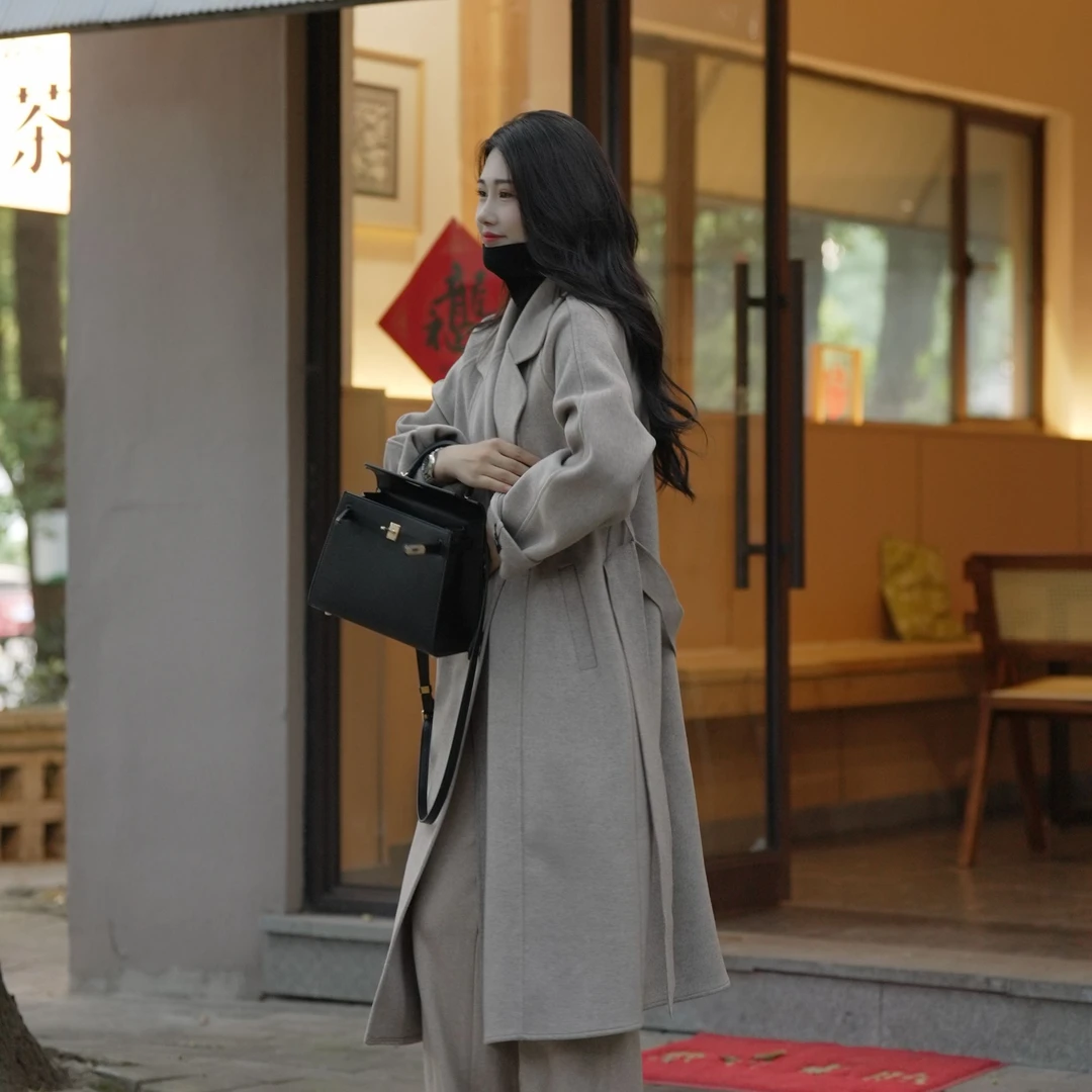 【精选专属2】秋上秋冬大衣外套双面宽松修身加厚冬季洋气外套