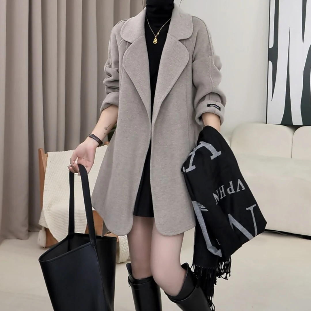 春季新款短大衣爆款气质百搭小个子显高设计师时尚双面呢大衣