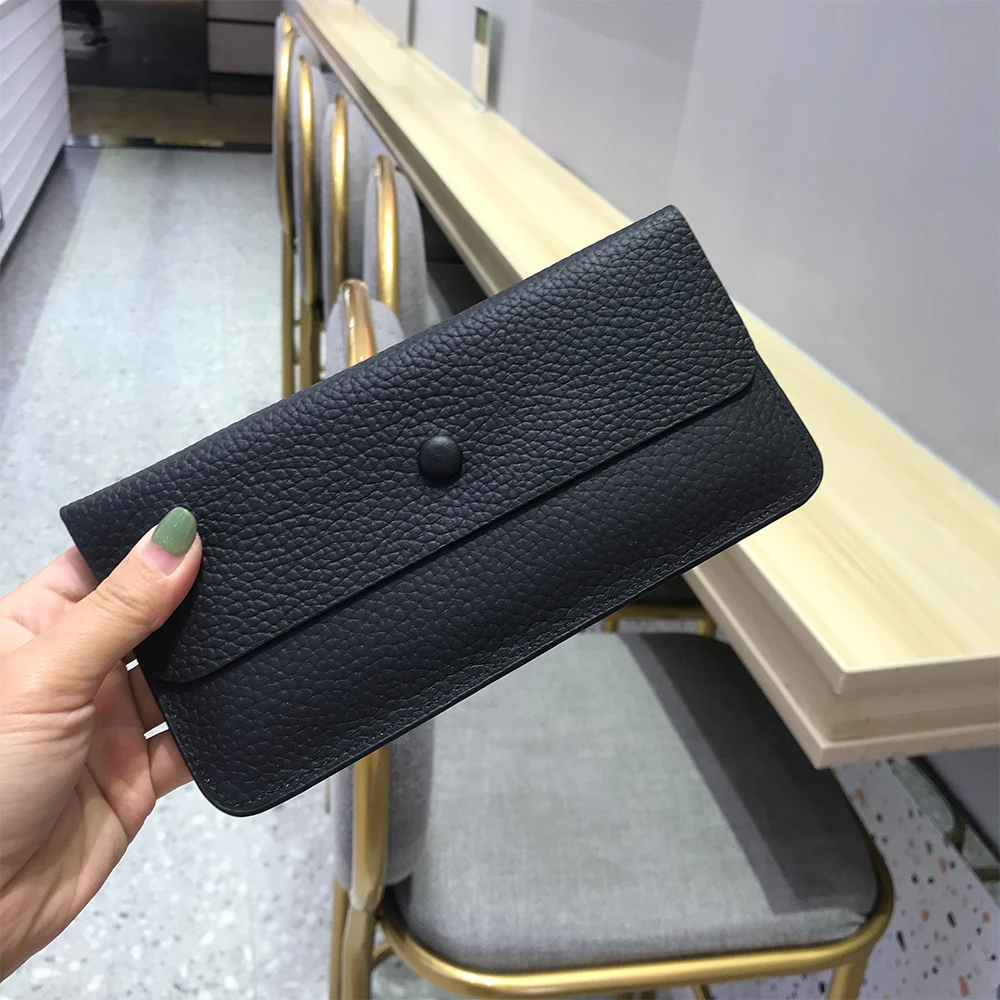 超薄信封女士小钱包女长款牛皮手拿包真皮钱夹2024新款放手机小包