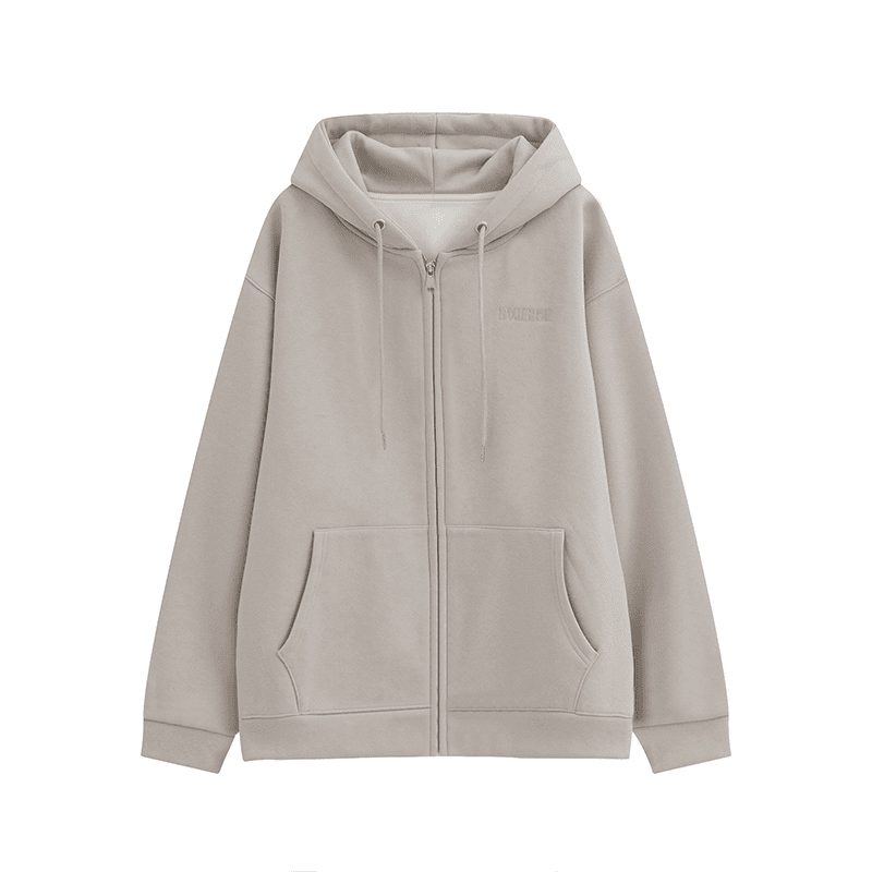 【安童森】2023秋冬新款百搭加绒字母刺绣开衫拉链慵懒风卫衣外套女