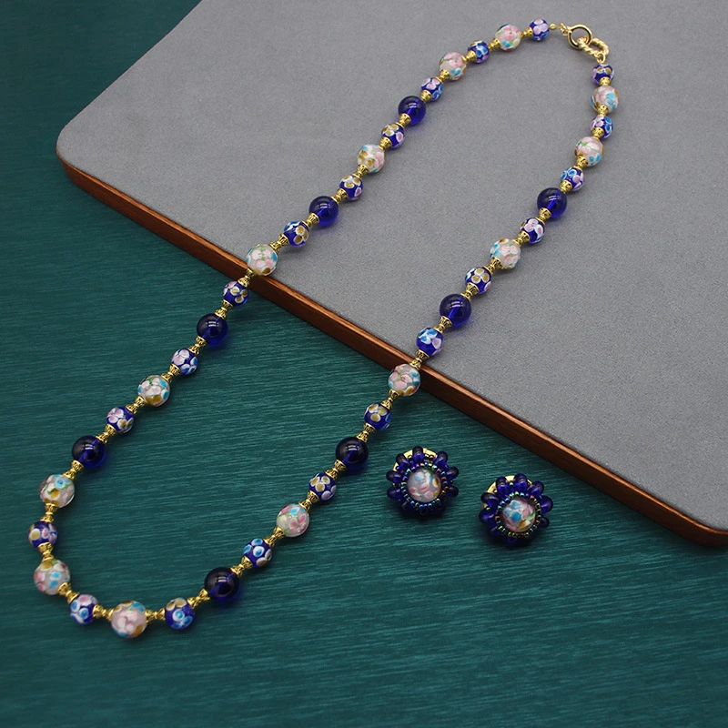 非金属项链 复古轻奢小众高级感气质锁骨链项链千花琉璃毛衣链