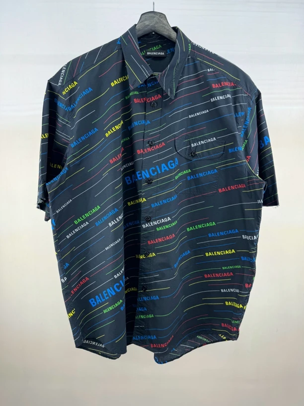 全新未使用/Balenciaga 彩色弹幕短袖衬衫/39码/公价6600
