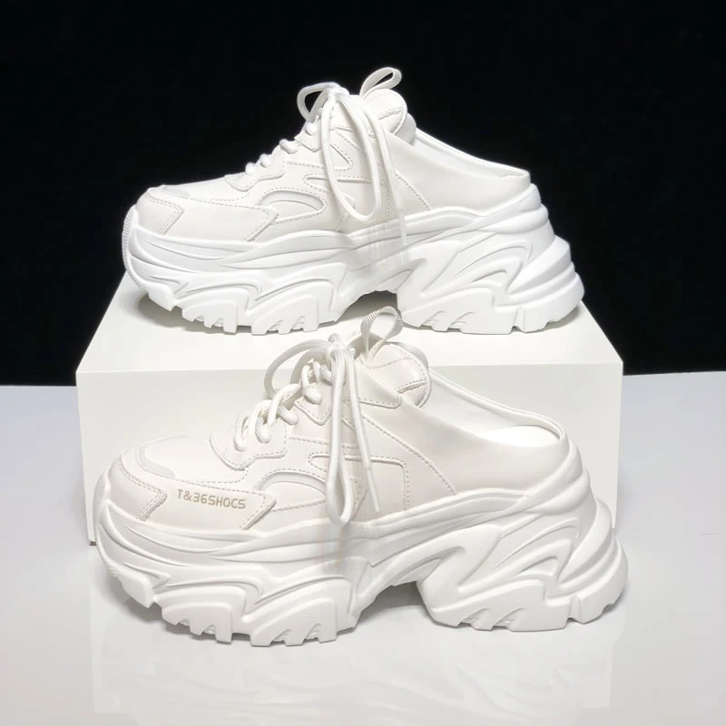 2025夏季新款真皮包头半拖鞋轻便透气时尚百搭增高运动外穿拖鞋潮