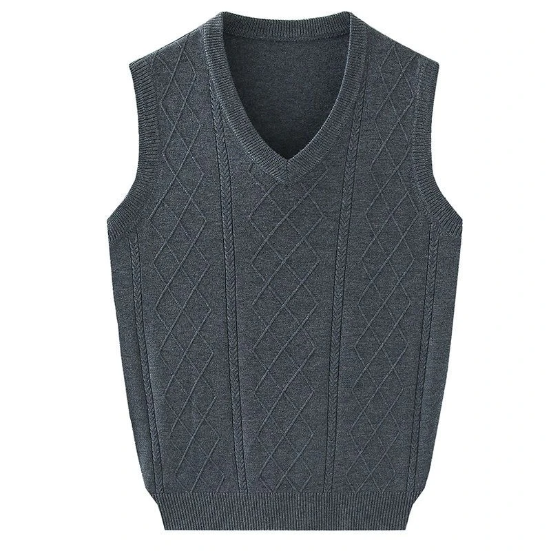 男士羊毛背心男春秋季中老年针织衫马甲毛线坎肩薄爸爸装保暖毛衣
