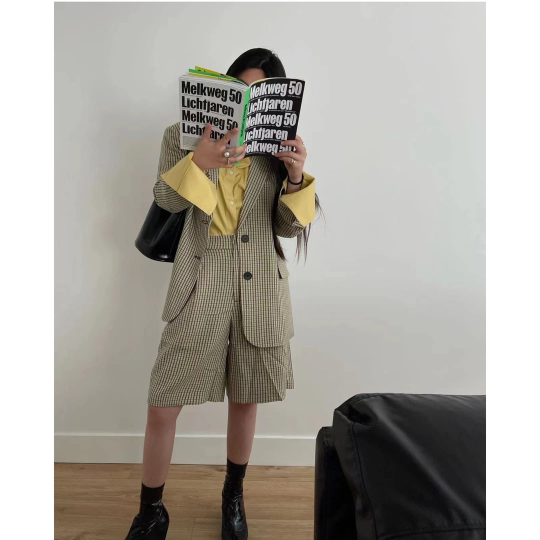 ICYNESS-【明星同款】无性别阔肩格子西装