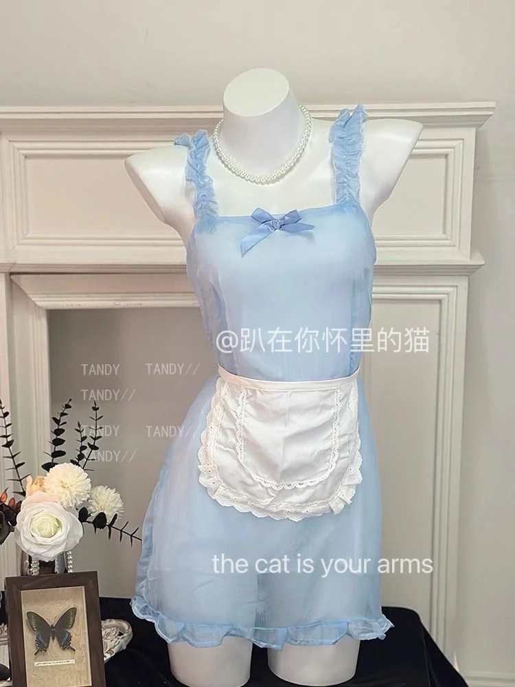baby蓝小厨娘｜奶呼呼蓝色女仆装蕾丝公主甜美睡裙