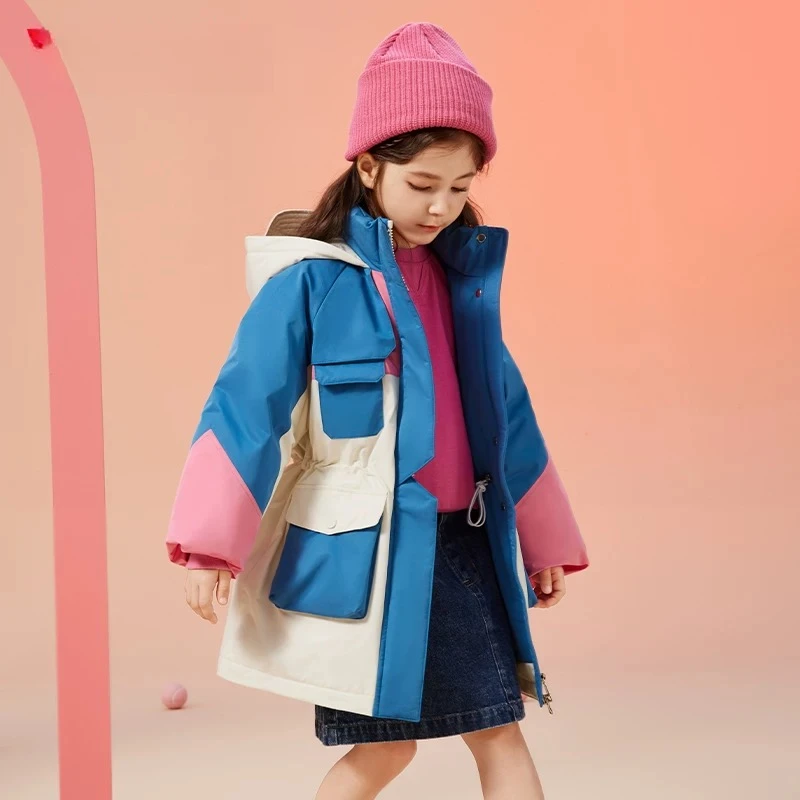 【旭妍童装】儿童时尚高绒白鸭绒羽绒服30148411中长款加厚秋冬