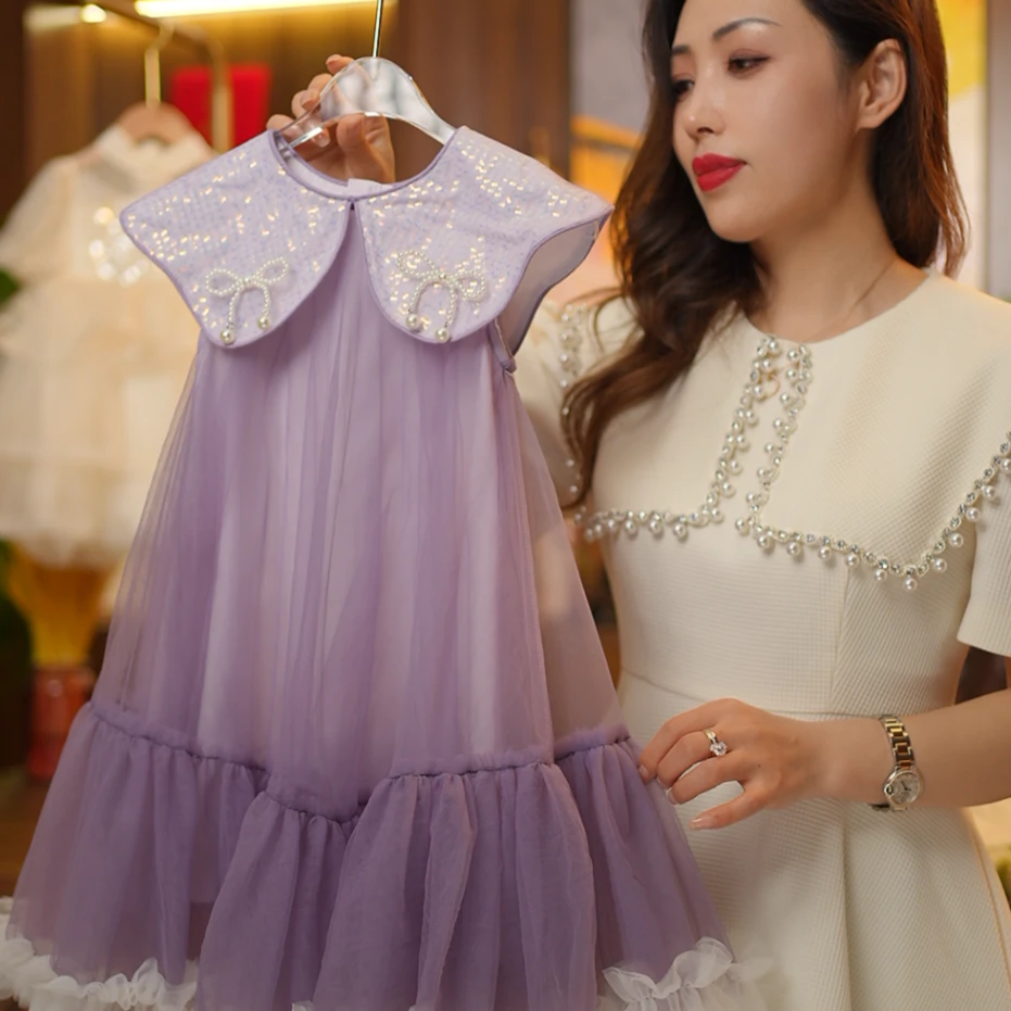 【丸子婴童】女童夏季洋气气质风定制日常风复古公主连衣裙33082