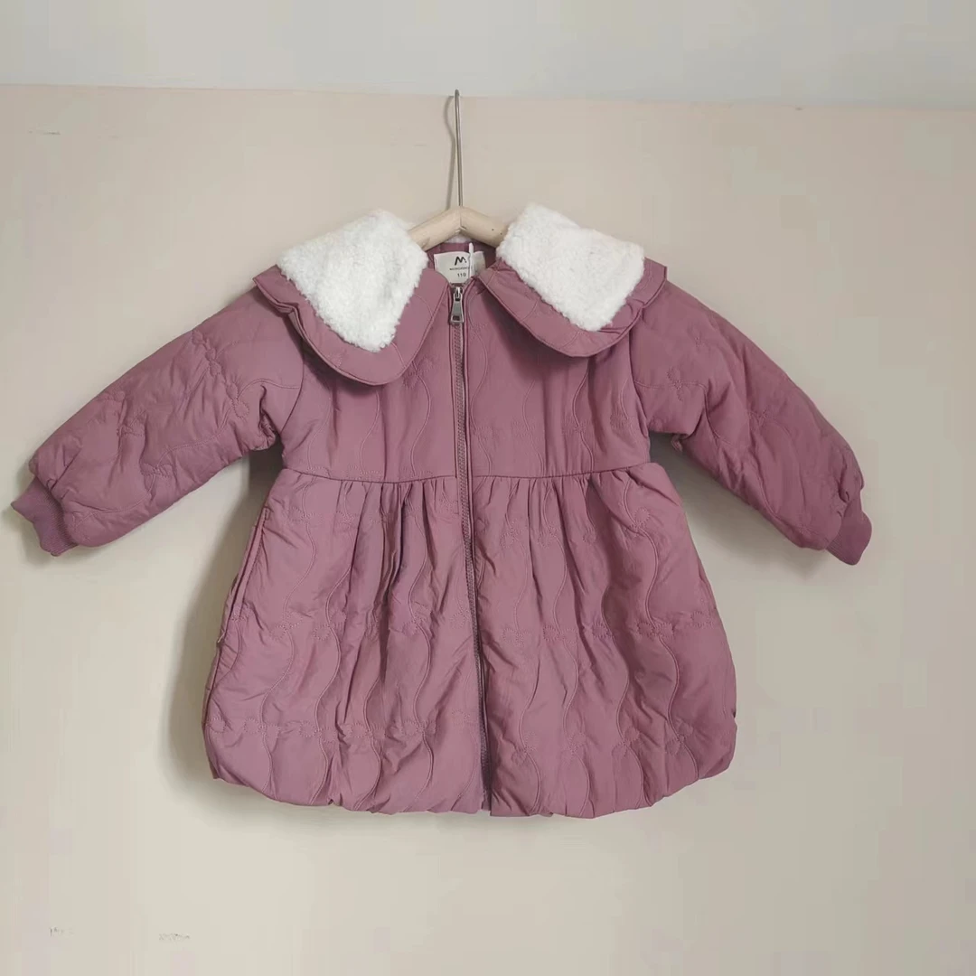 【工厂店】女童冬季时尚洋气加厚保暖娃娃领外套8055