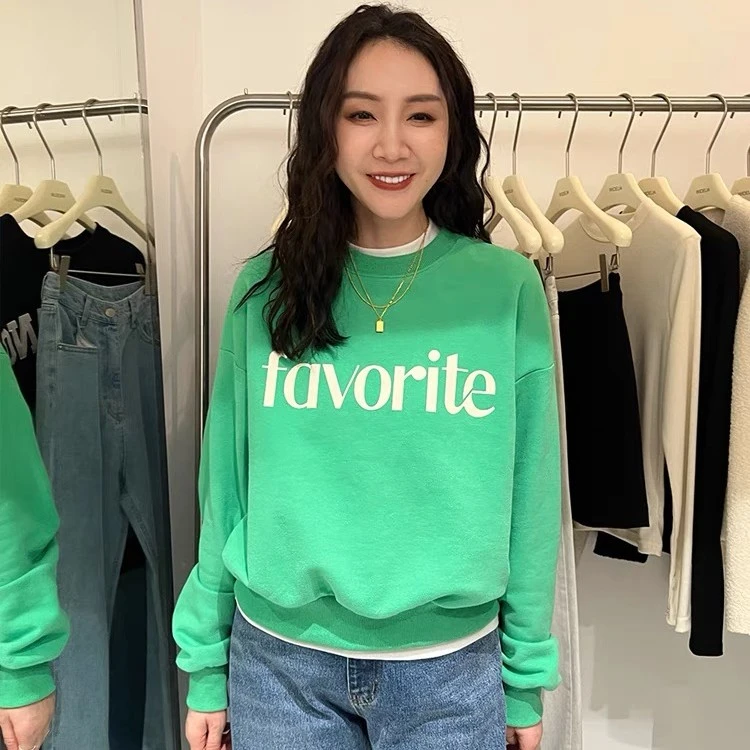 秋冬新款宽松加绒加厚短款卫衣9781