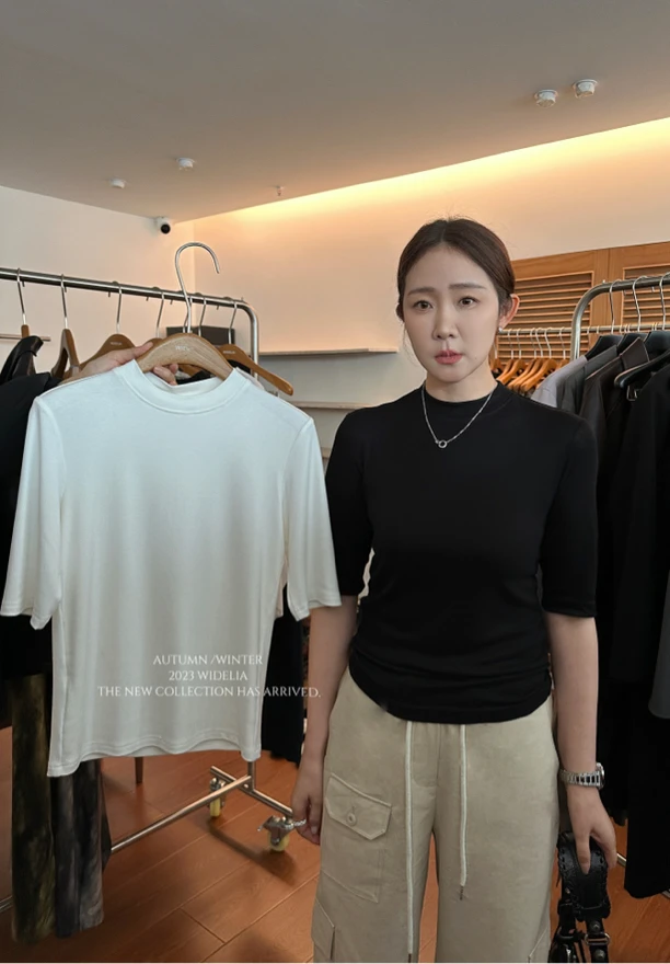 2023秋季新款韩版百搭显瘦中袖打底T恤909823