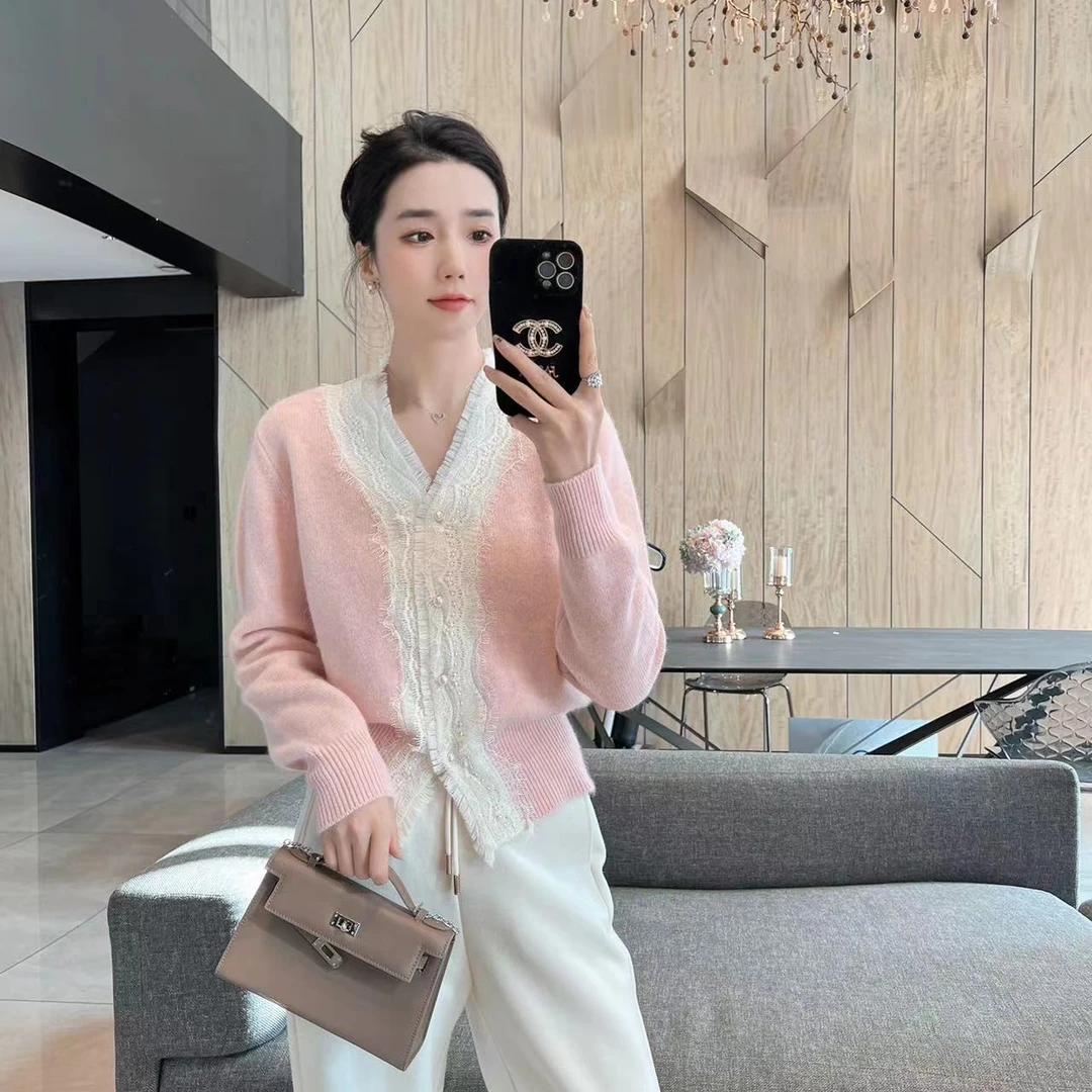 【大静静】精致小女人味蕾丝毛衣针织衫