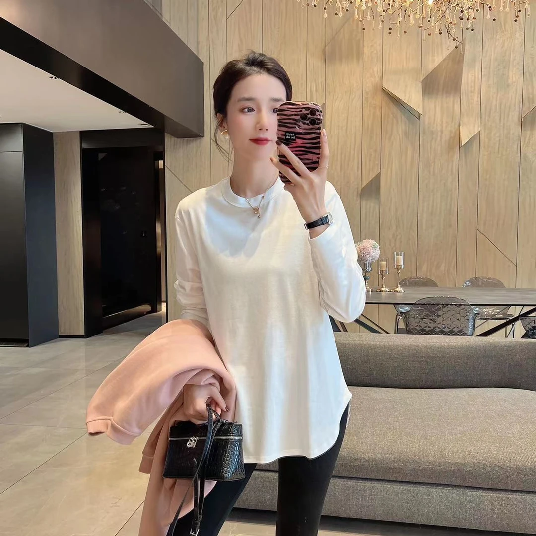 【大静静】实穿洋气新品高版本圆摆长袖白T