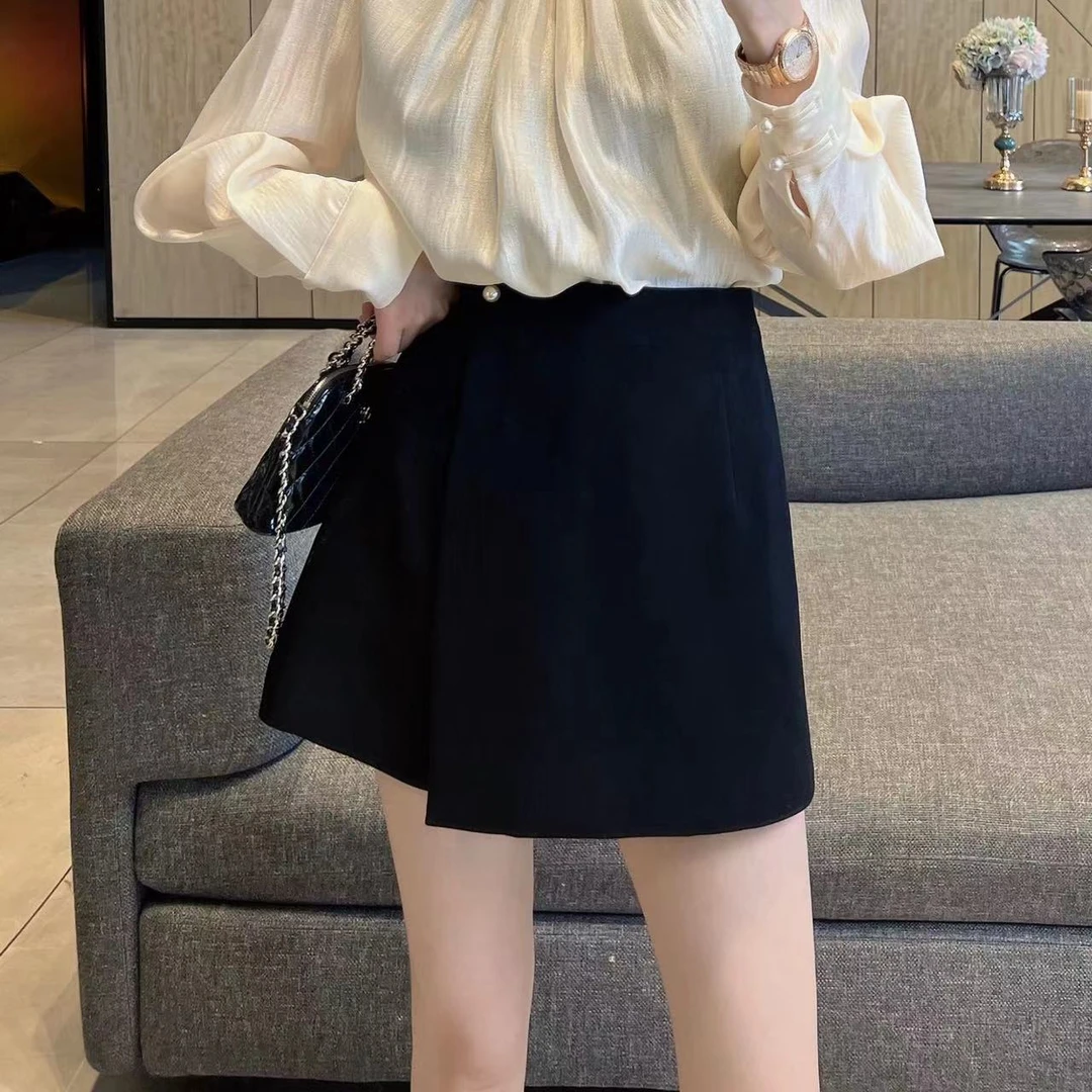 【大静静】珍珠扣设计款A字版显瘦半身裙DJJ1155