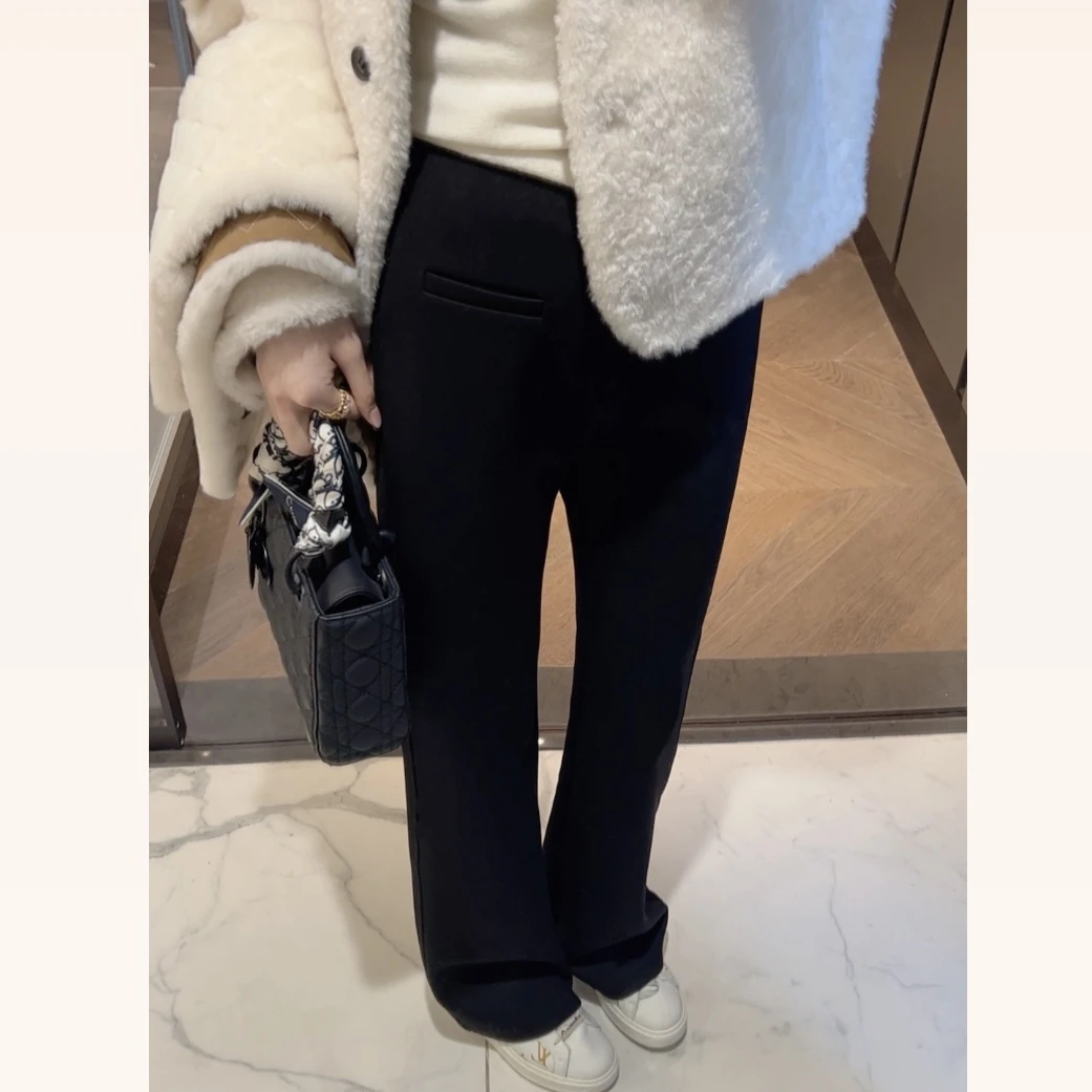 【大静静】喇叭小黑裤！秋冬加绒修身显瘦微喇裤1774
