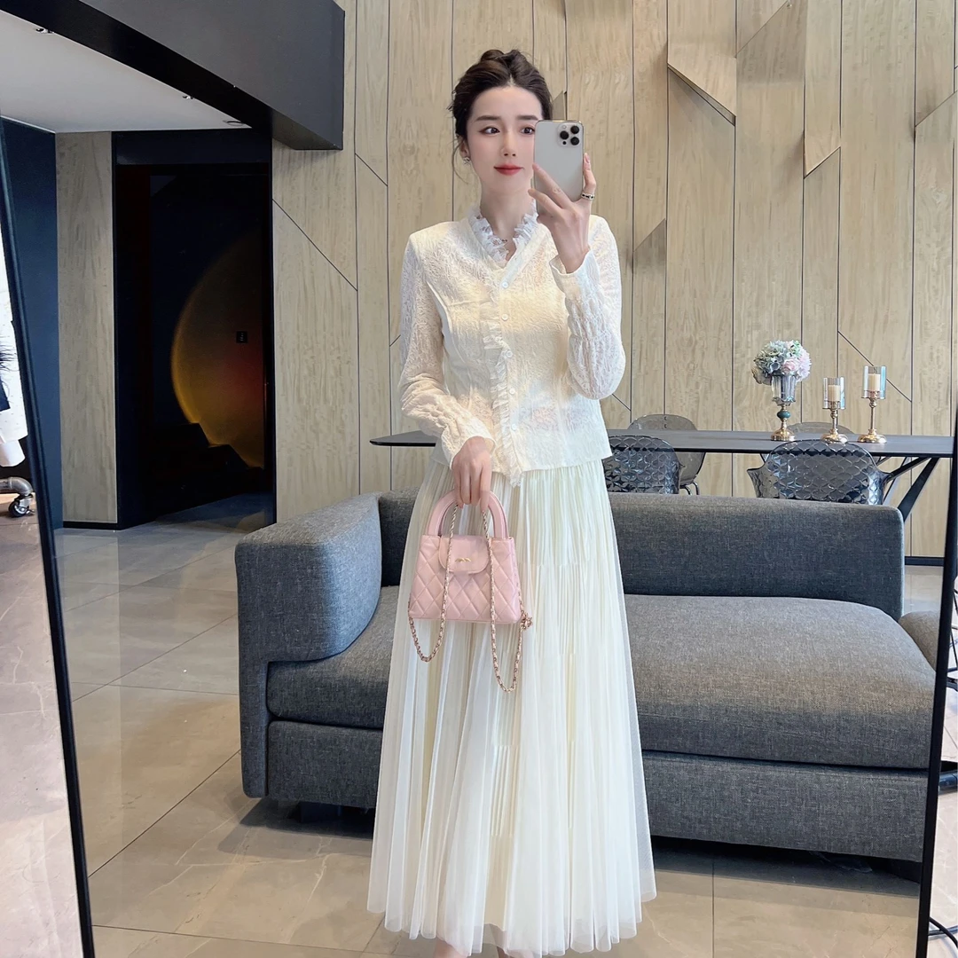 【大静静】白色蕾丝衬衫气质时尚