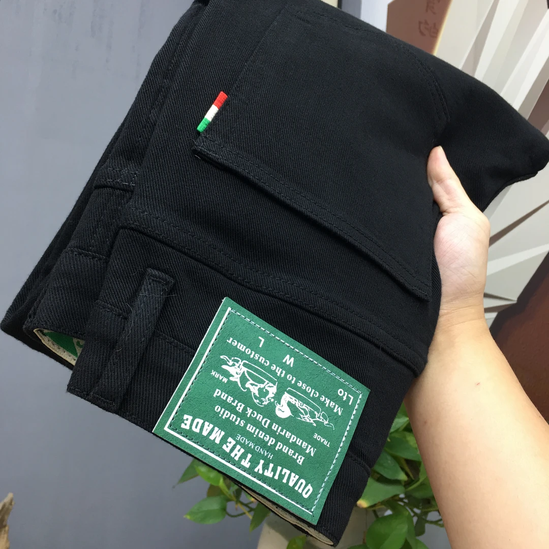 秋冬新款黑色男士潮流牛仔裤修身小直筒轻奢弹力百搭牛仔长裤子