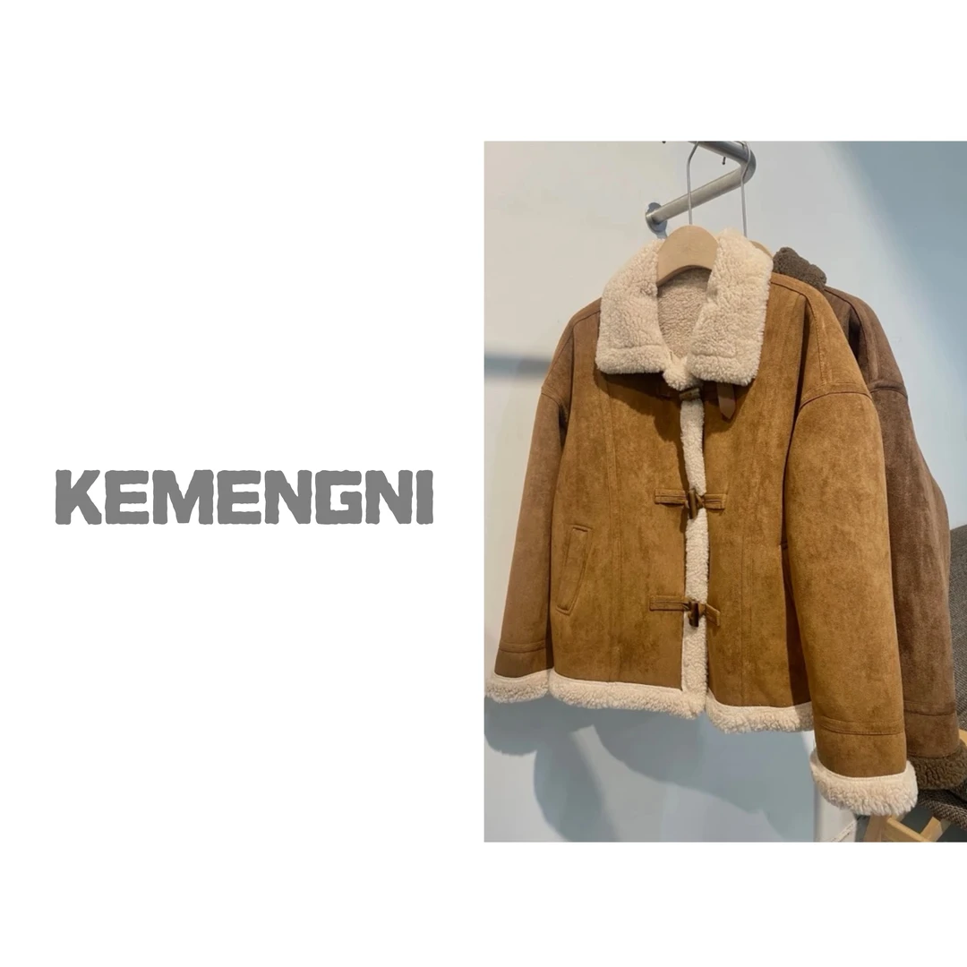 X172秋冬新款加厚加绒一体绒短款机车服外套女