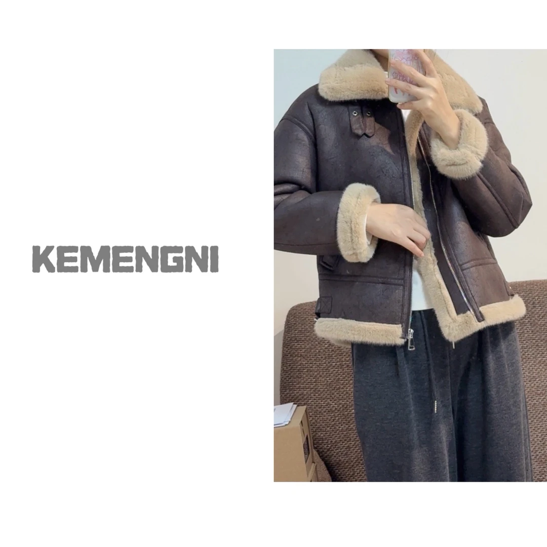 X192大翻领立领机车夹克女冬季保暖外套