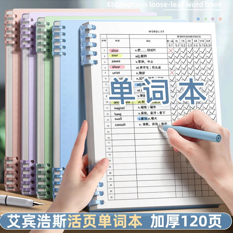 艾宾浩斯英语单字本记忆本遗忘记忆曲线考研背单字复习计划表活页