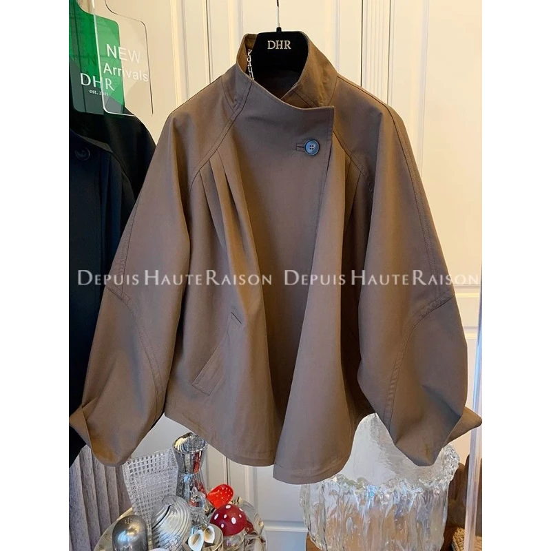 2024气质百搭复古立领风衣外套女装小个子今年流行上衣秋装新款女