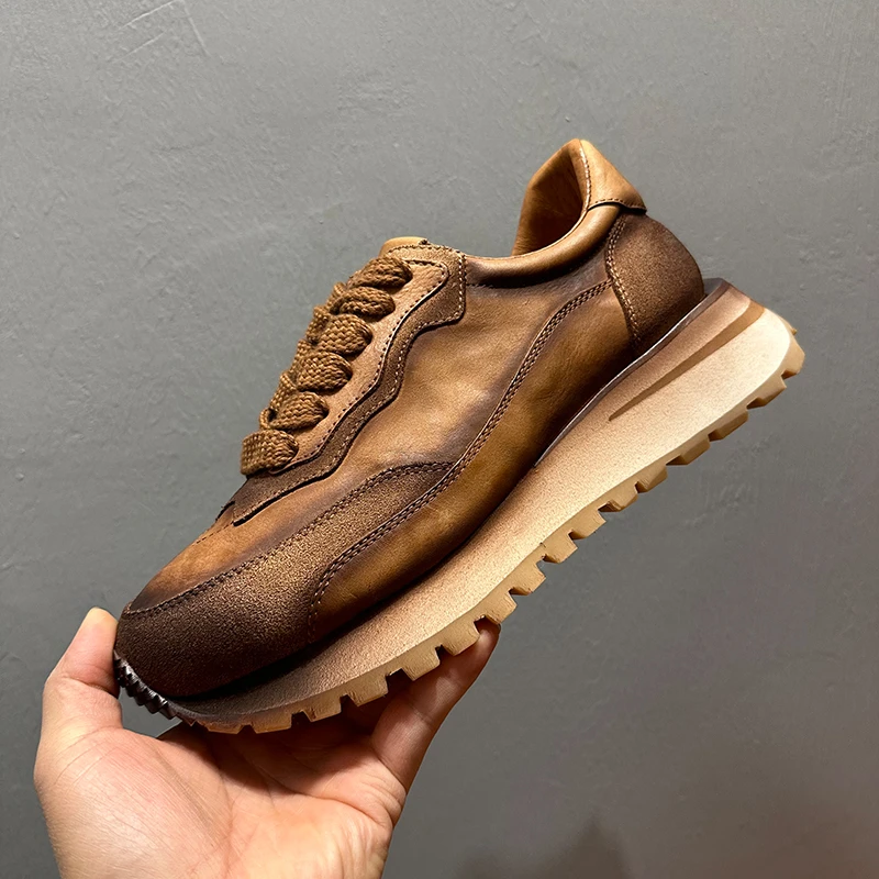 轻便舒适德训鞋2024秋季新款头层牛皮百搭阿甘鞋潮流时尚休闲男鞋
