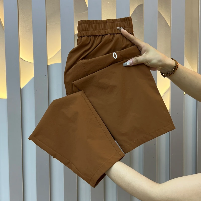 夏季冰丝速干裤女薄款宽松运动裤百搭哈伦裤九分休闲裤高腰奶奶裤