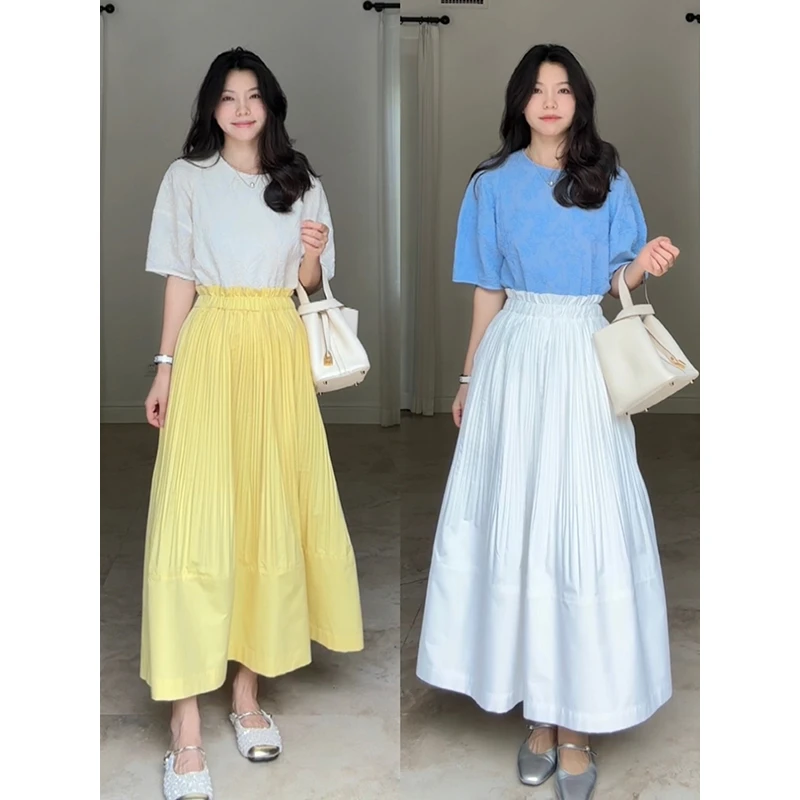 郭九九呢 在逃公主重工压褶木耳边半裙绣花纯棉上衣T恤G924A04469