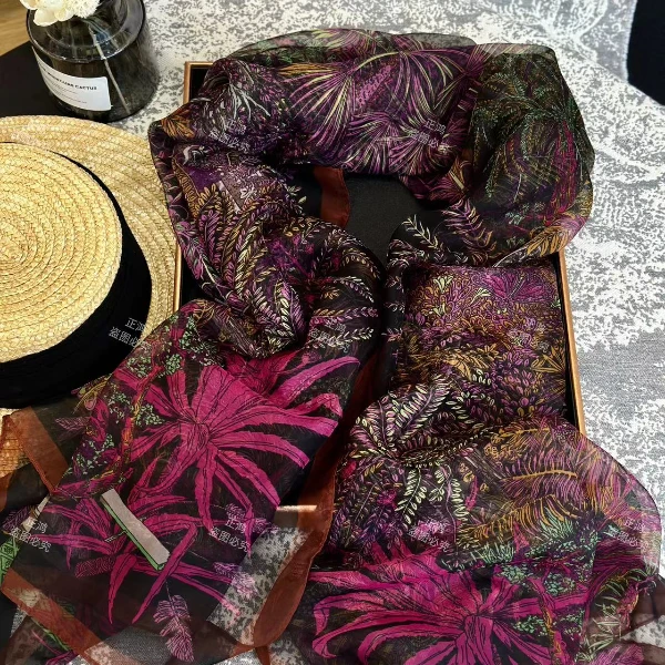 【热带雨林】北派A130*180云锦纱透气百搭优雅时尚高端长巾丝巾