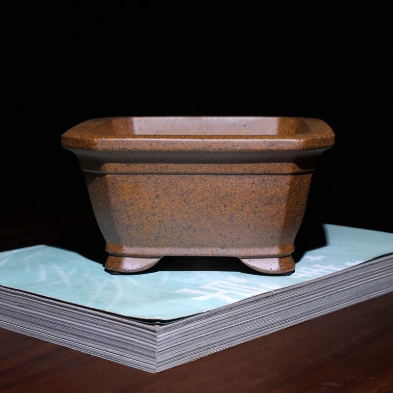 切角四方形精品紫砂花盆老段泥高温柴烧唯珍冯长树小盆景盆栽菖蒲