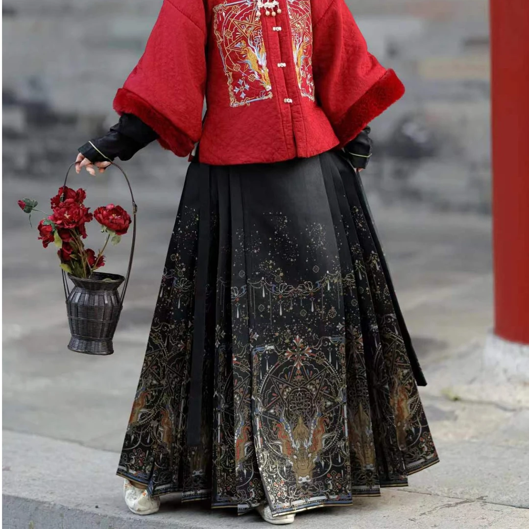 琉璃照龙织金仿妆花明制中国风汉元素马面裙春秋冬